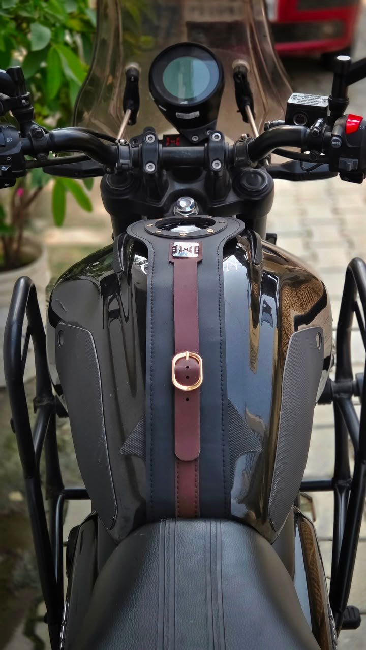 TVS RONIN LATHER TANK STRAP WITH CUSTOMIZED NAME