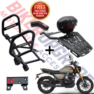 TVS Ronin 225 Crash Guard, Top Rack with back rest & Meter Clamp Combo